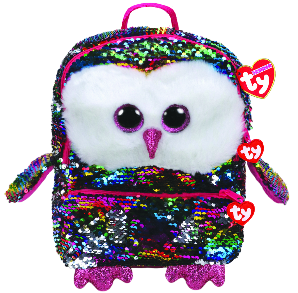 Ty Fashion Sequin Backpack Owen The Multicoloured Owl - Toyworld