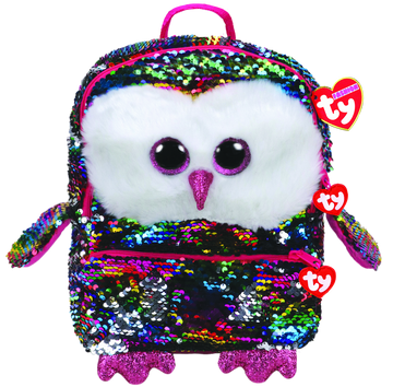 Ty Fashion Sequin Backpack Owen The Multicoloured Owl - Toyworld