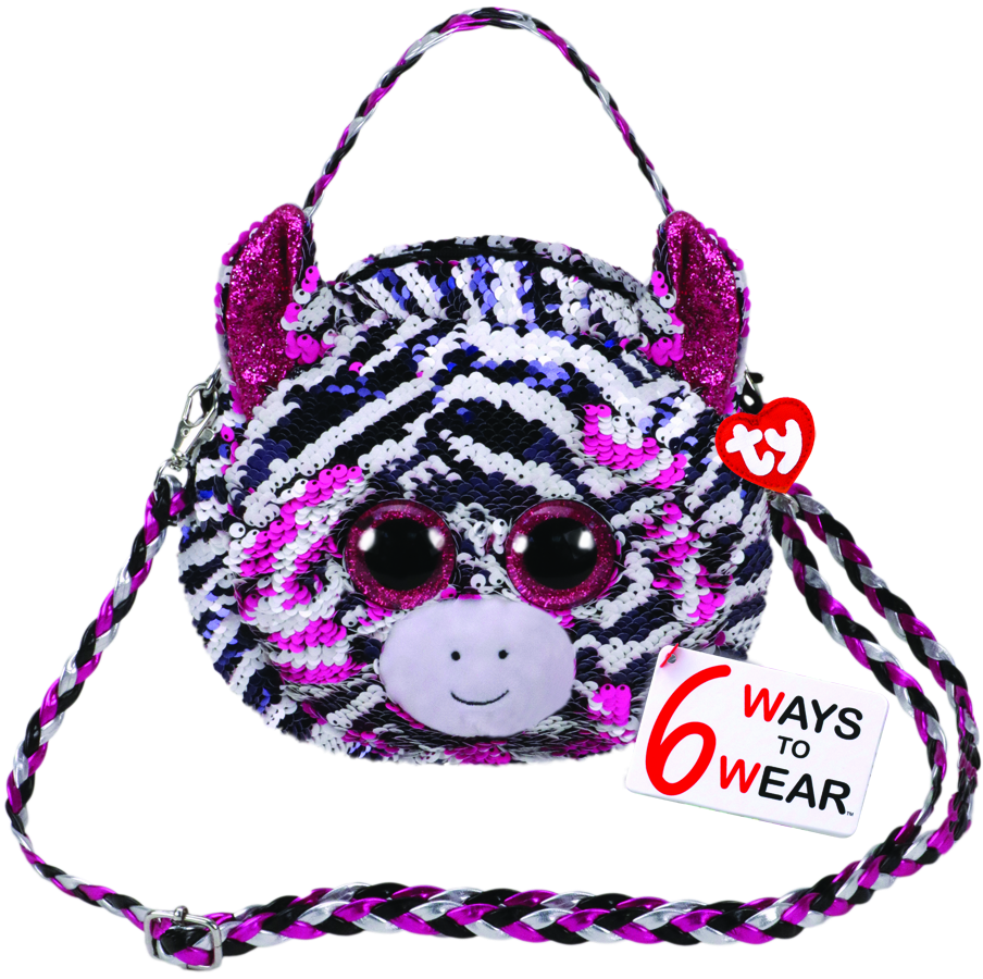 Ty Gear Sequins Zoey Pink Zebra Purse - Toyworld