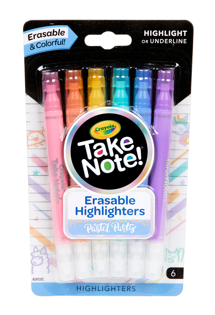 Crayola Take Note Erasable Highlighters Pastel Party - Toyworld