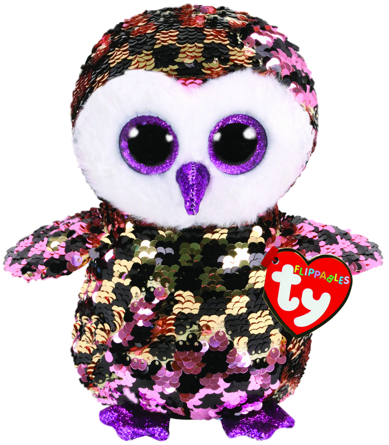 Ty Beanie Boos Regular Sequins Checks Pink Black & Gold Owl - Toyworld