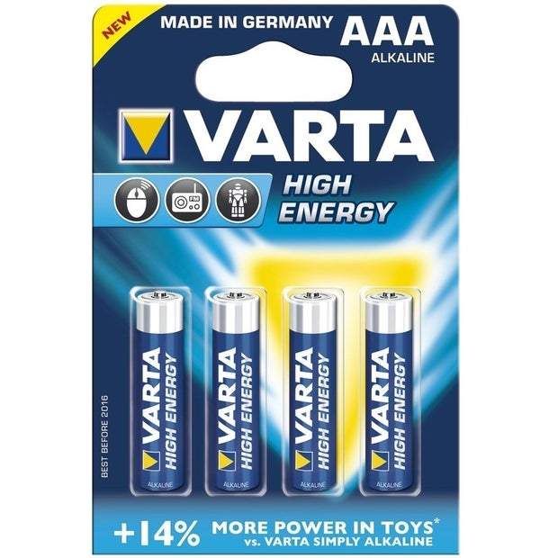 VARTA HIGH ENERGY AAA BATTERY 4 PACK - Toyworld