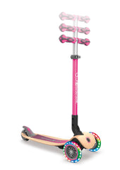 Globber Primo Foldable Wood Scooter With Lights Pink Img 2 - Toyworld