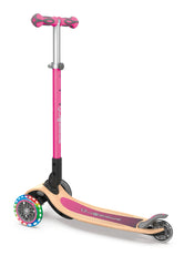 Globber Primo Foldable Wood Scooter With Lights Pink Img 1 - Toyworld