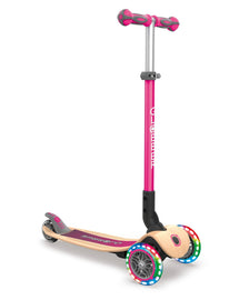 Globber Primo Foldable Wood Scooter With Lights Pink - Toyworld