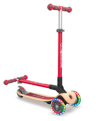 Globber Primo Foldable Wood Scooter With Lights Red Img 2 - Toyworld