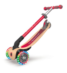 Globber Primo Foldable Wood Scooter With Lights Red Img 6 - Toyworld