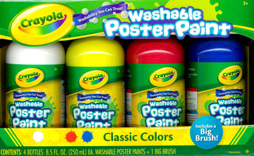 Crayola Washable Poster Paint A Pack Classic Colors With Jumbo Brush - Toyworld