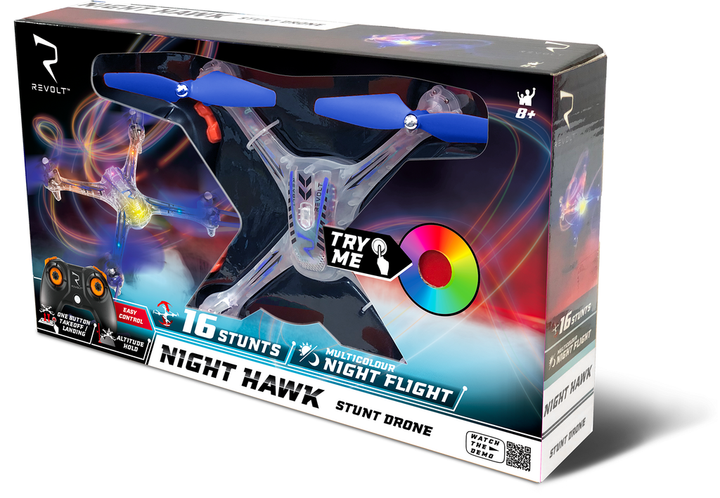 Revolt Radio Control Night Hawk Stunt Drone - Toyworld