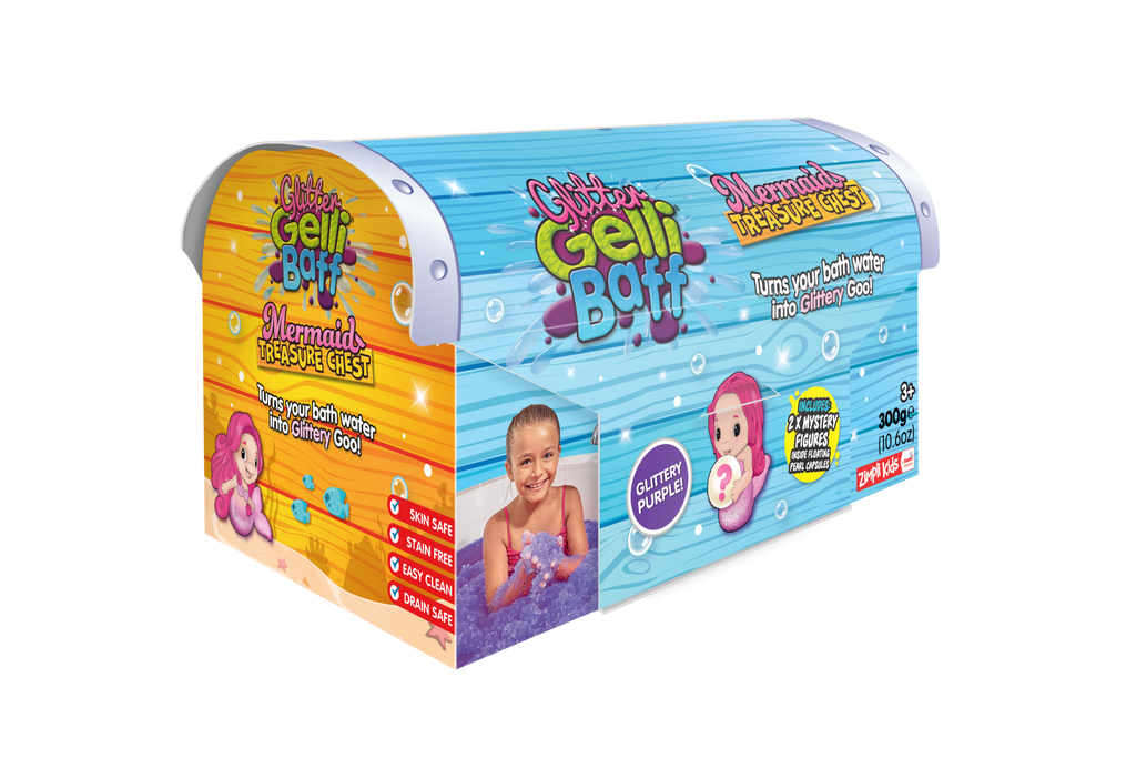 Glitter Gelli Baff Mermaid Treasure Chest Box Aqua - Toyworld