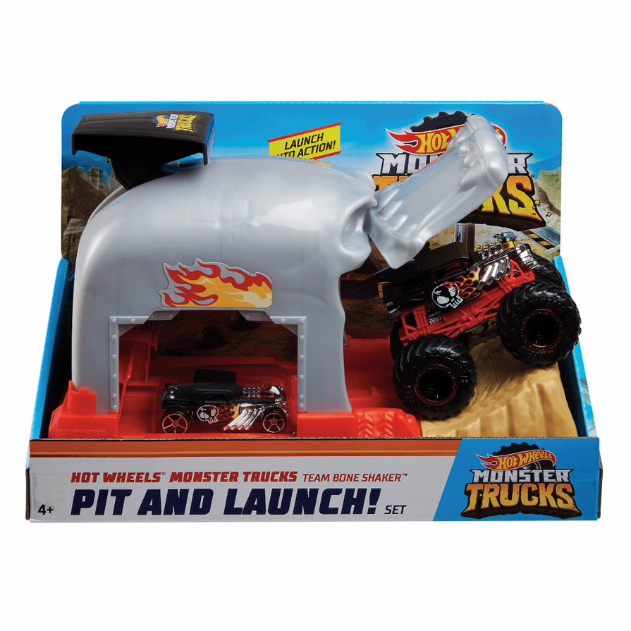 Hot Wheels Monster Trucks Pit & Launch Bone Shaker - Toyworld