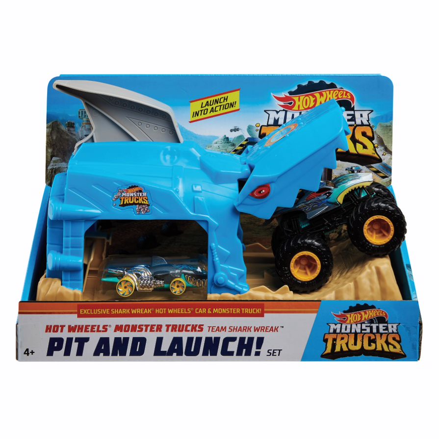 Hot Wheels Monster Trucks Pit & Launch Shark Wreak - Toyworld