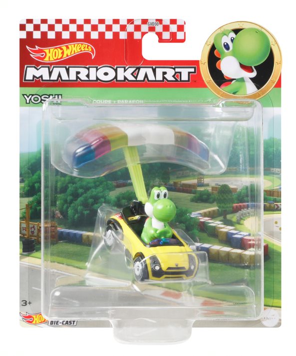 Hot Wheels Mario Kart Yoshi Sports Coupe And Parafoil - Toyworld