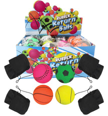 RUBBER RETURN BALL ASSORTED COLORS