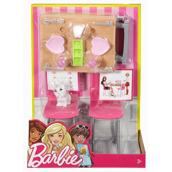 Barbie Indoor Accessory Set Dinner Movie Fun With Dog Figure - Toyworld