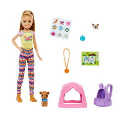 BARBIE CAMPING DOLL WITH PET DOG