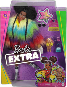 BARBIE EXTRA DOLL IN RAINBOW JACKET WITH PET PUPPY