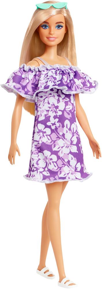 BARBIE THE OCEAN DOLL WHITE AND PURPLE FLOWER DRESS