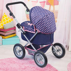 Trendy Doll Pram Dark Blue Pink Hearts Unicorn Img 4 | Toyworld