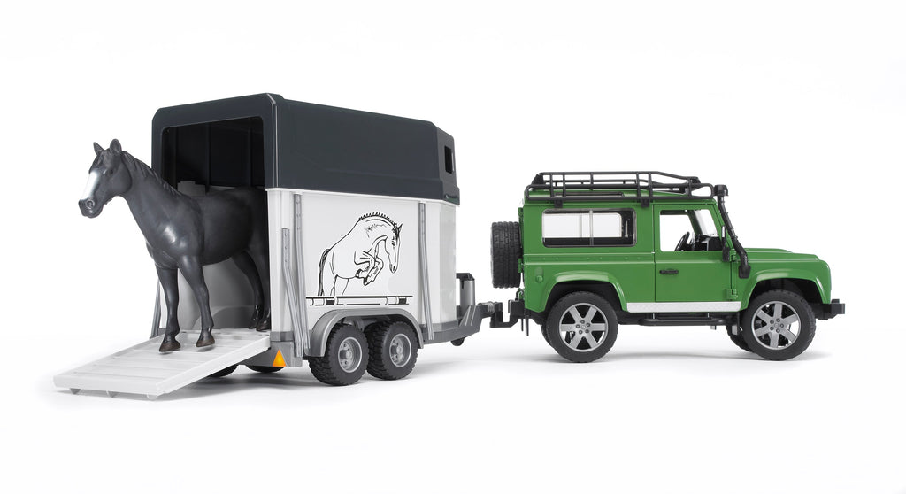 Bruder Landrover Defender & Horse Trailer - Toyworld