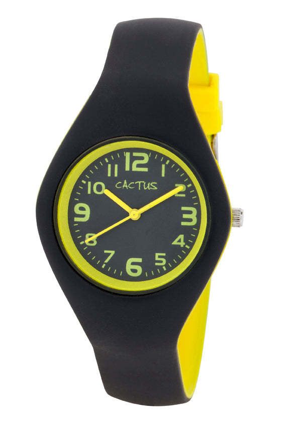 Cactus Stylish Kids Watch Black & Yellow - Toyworld