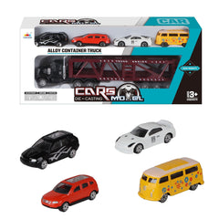 CAR CARRIER WITH 4 DIE CAST CARS ASSORTED COLORS