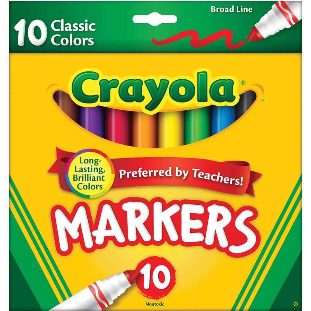 Crayola 10 Colour Classic Broadline Markers - Toyworld