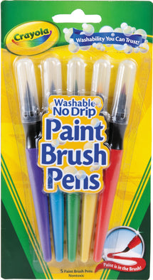 Crayola Washable No Drip Paint Brush Pens 5 Pack - Toyworld