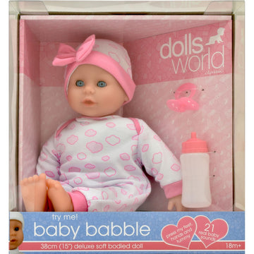 Dolls World Baby Babble 38cm Soft Bodied Doll - Toyworld