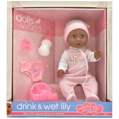 Dolls World Drink Wet Lily 38cm Deluxe Drink & Wet Doll - Toyworld