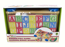 First Learning Wooden Pull Along Learning Blocks Wagon - Toyworld