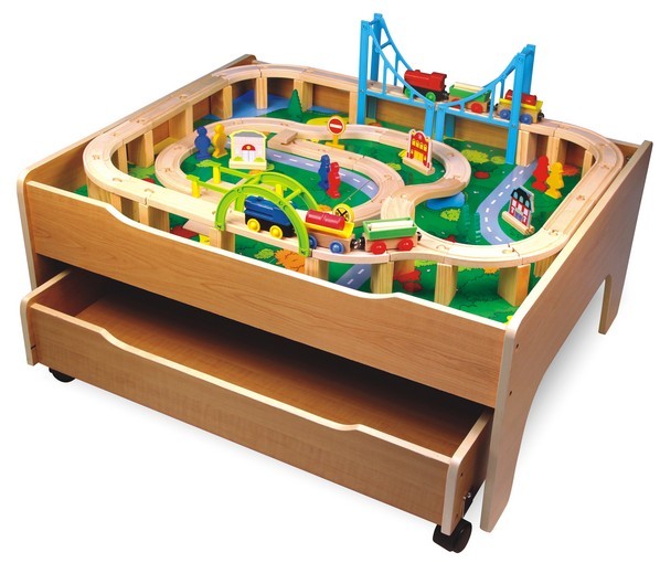 First Learning Wooden Train Table With Drawer - Toyworld