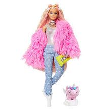 Barbie Extra Doll In Pink Coat With Pet Unicorn Pig | Toyworld