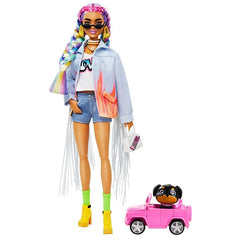 Barbie Extra Doll In Denim Jacket With Pet Puppy | Toyworld