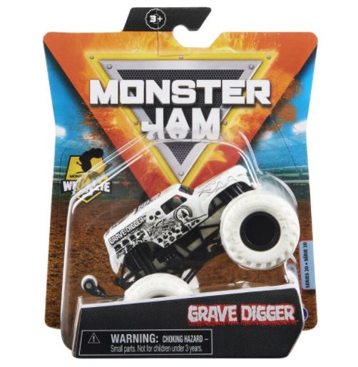 MONSTER JAM 1:64 DIE CAST WITH WHEELIE BAR SILVER GRAVE DIGGER