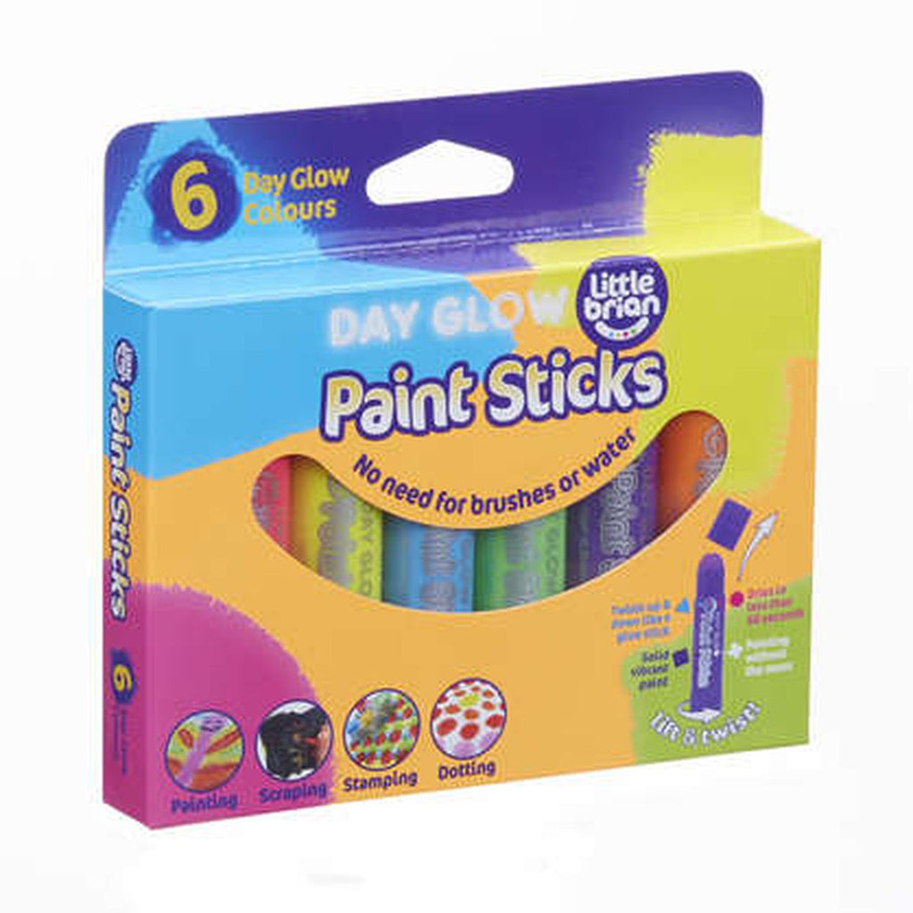 Little Brian Paint Sticks Day Glow Colours 6 Pack - Toyworld