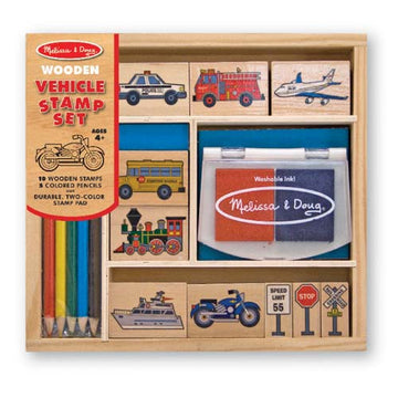Melissa & Doug Wooden Stamp Set Vehicle - Toyworld