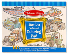 Melissa Doug Vehicles Jumbo Colouring Pads - Toyworld