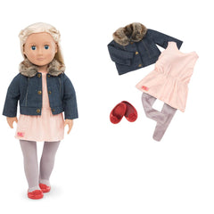 Our Generation Regular Outfit Just Fur You Jacket White Dress - Toyworld