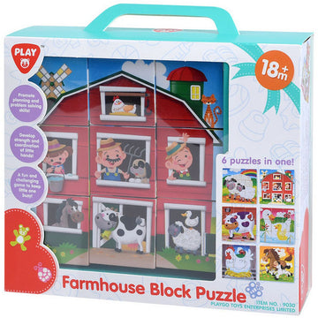 Playgo 9 Piece Farmhouse Block Puzzle - Toyworld