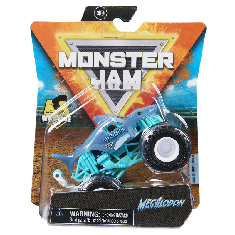 MONSTER JAM 1:64 DIE CAST WITH WHEELIE BAR MEGALODON