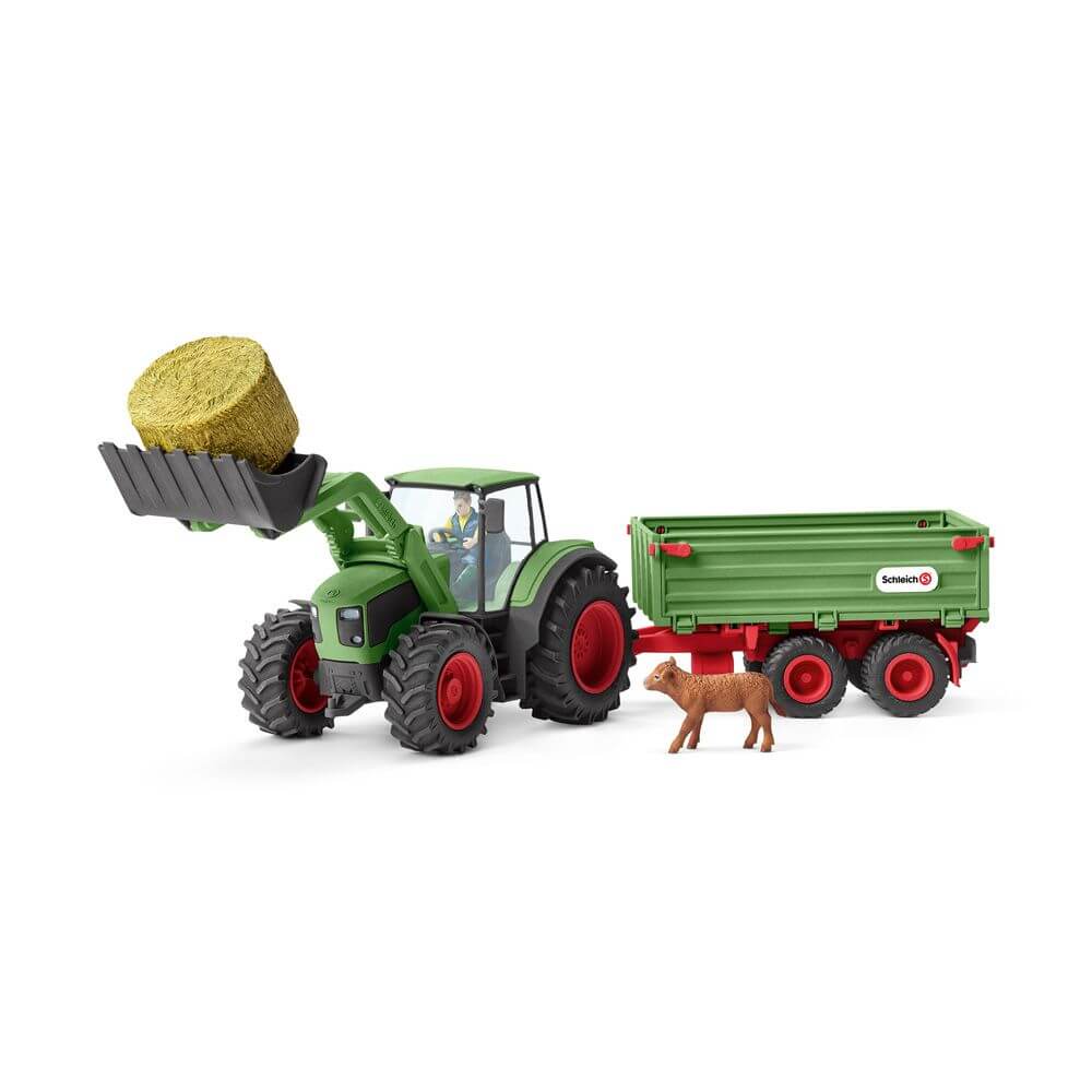 SCHLEICH FARM WORLD TRACTOR WITH TRAILER