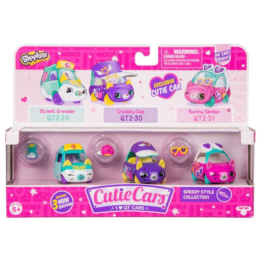 Shopkins Cutie Cars 3 Pack Speedy Style Collection - Toyworld