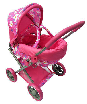 Playworld Doll Pram Medium Pink - Toyworld