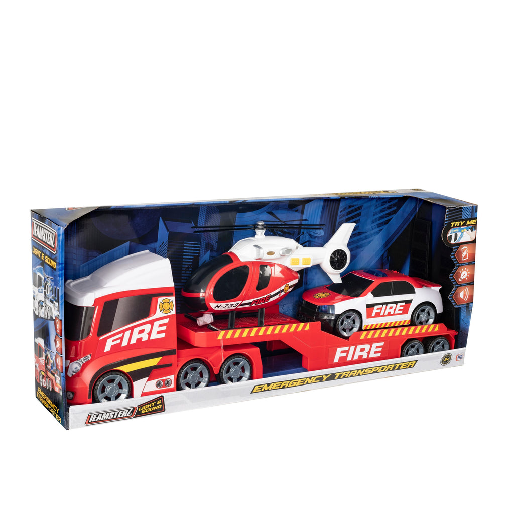 Teamsterz Light & Sound Fire Heli Transporter - Toyworld