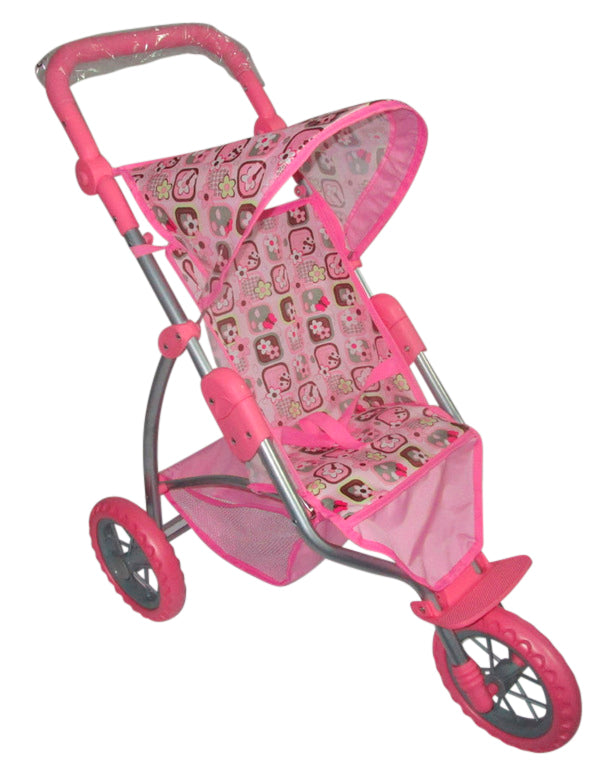 Playworld Pink Dolls 3 Wheel Stroller - Toyworld