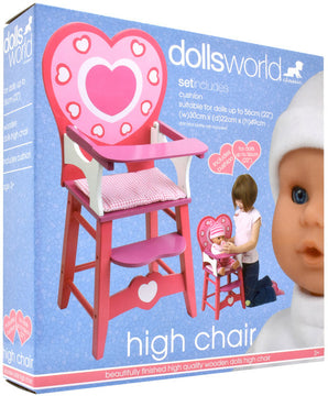 Dolls World Wooden High Chair - Toyworld